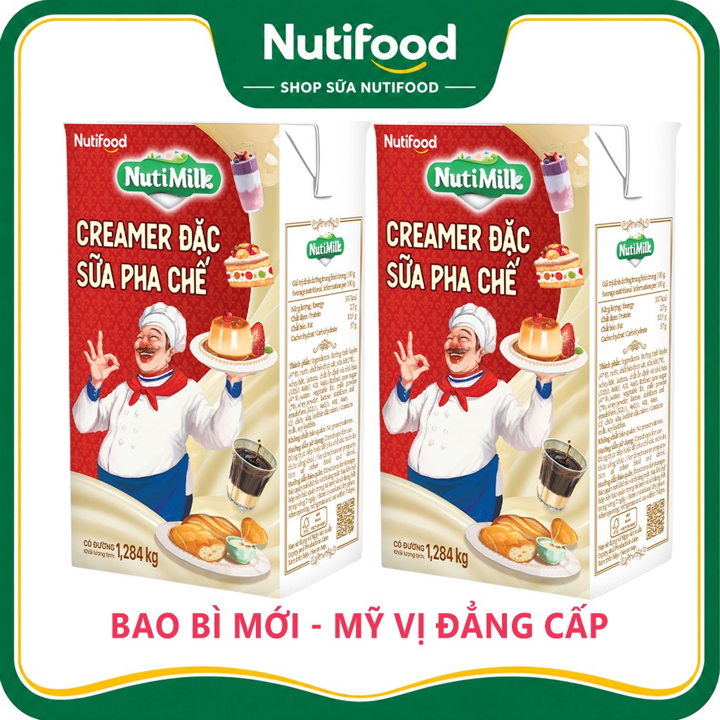 Combo 02 hộp Creamer đặc Sữa pha chế có đường NutiMilk 1284g - SHOP SỮA NUTIFOOD