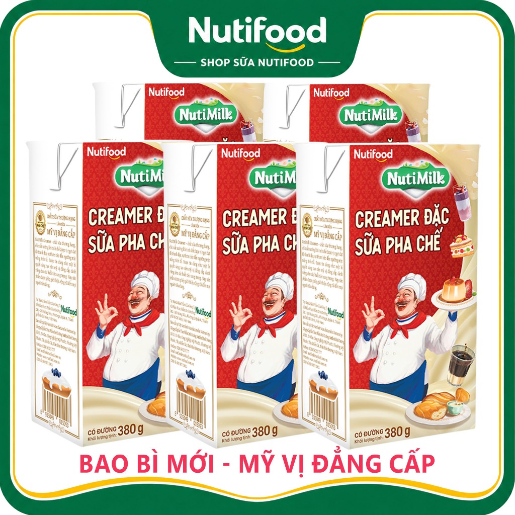 COMBO 05 LON/ HỘP 380G CREAMER SỮA ĐẶC PHA CHẾ NUTIMILK - NUTIFOOD SHOP
