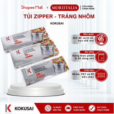Túi Bảo Quản Thực Phẩm Kokusai Tráng Nhôm Có Khóa Kéo - Nhôm PET PE, 3 Size Tiện Dụng 20cm,23cm,26cm