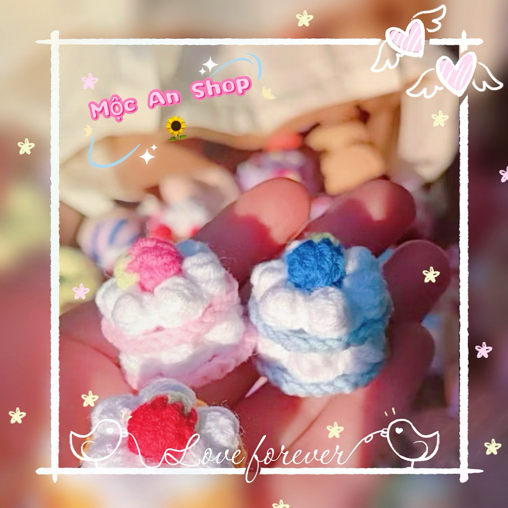 Móc khóa bánh gato len mini handmade_Len Moc An🌻