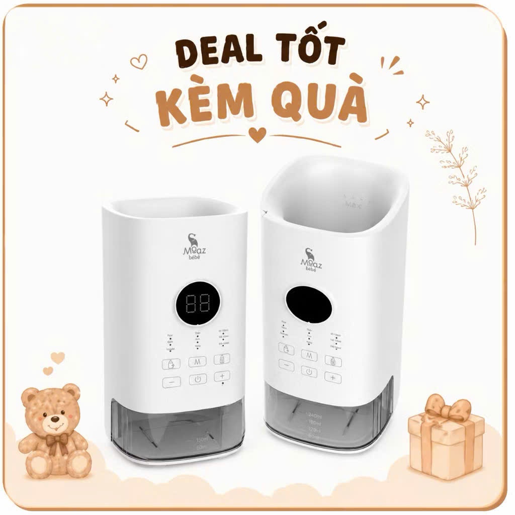Máy lắc bình sữa và hâm sữa Moazbebe MB079/ MB033, dùng tất các loại bình sữa, chọn lượng sữa hâm - 