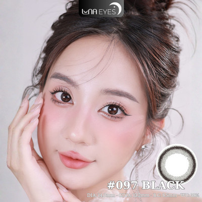 [6 tháng] Lens mắt 097 Black màu đen không giãn, viền đậm tự nhiên, size nhỏ, thương hiệu LUNA EYES