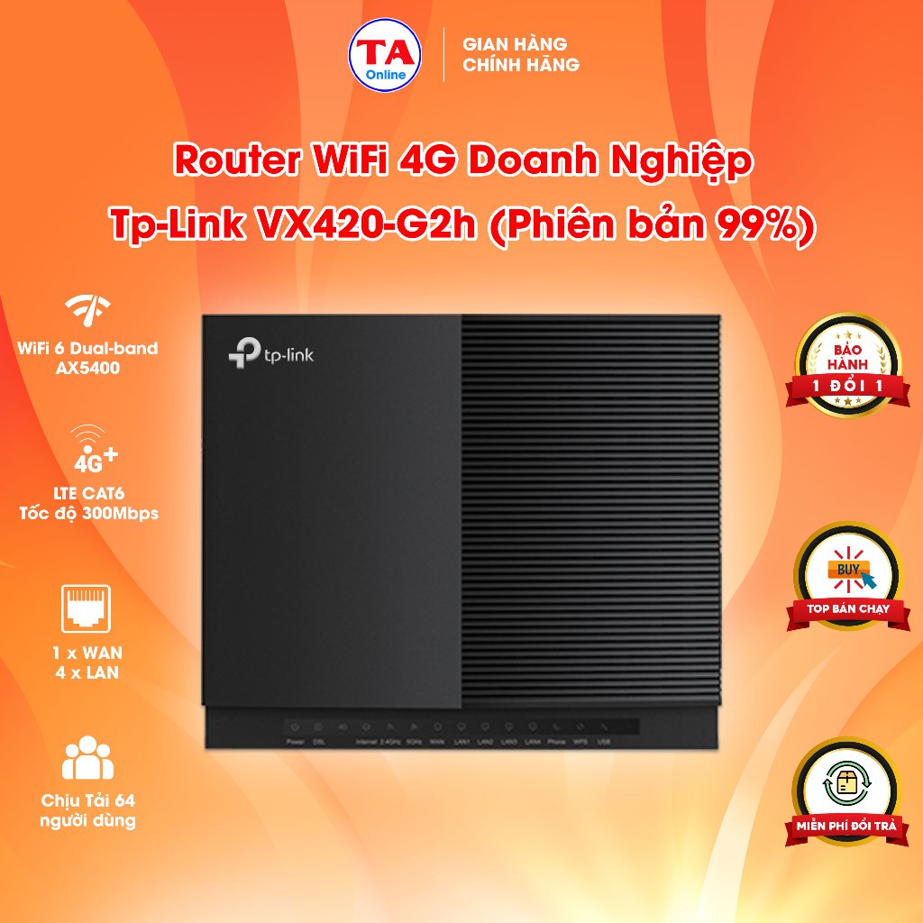 Bộ Phát Wifi 4G VX420-G2h Tốc Độ LTE CAT6 300Mbps Chuẩn WiFi 6 AX5400 ( Phiên Bản 99% )