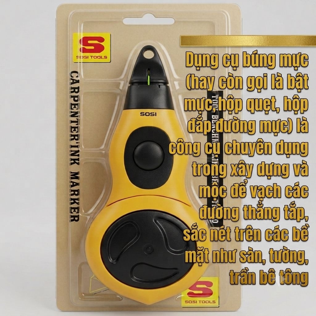 Dụng cụ Bật mực,búng mực tự động , búng mực kẻ chỉ mực thẳng  Bosi Sosi