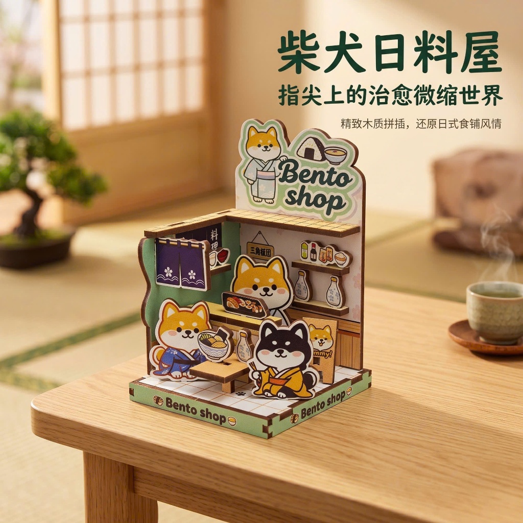 [Order] Mô hình lắp ráp bằng gỗ thủ công DIY - Shiba Inu Bento Shop