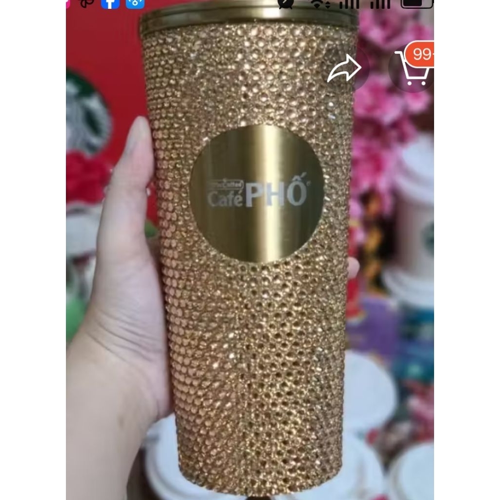 ly giữ nhiệt lấp lánh kim cương Hàng Tốt của cf Phố