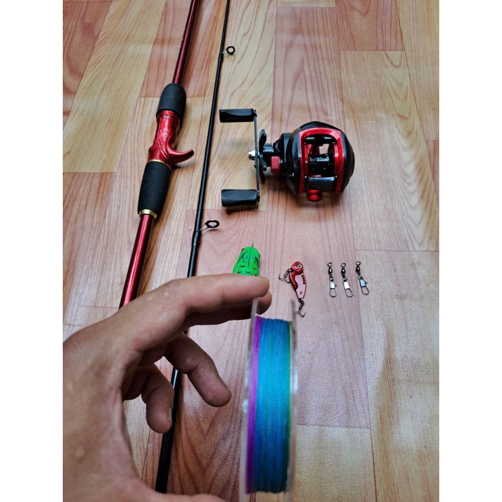 combo bộ cần câu lure viking hỏa thần kèm máy ngang nhái và cá sắt