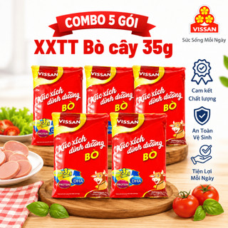 [Combo 5 gói] Xúc Xích Dinh Dưỡng Vissan Vị Bò Gói 175g – 5 Cây – Date Mới Nhất