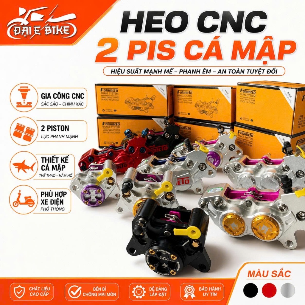 Heo Dầu CNC Falamdo 2 Piston Mẫu Heo Cá Mập Gắn Xe Điện Và Xe Máy