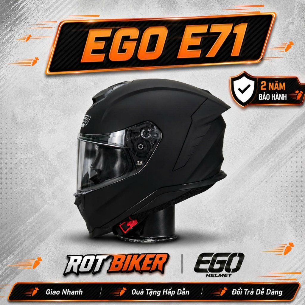Mũ Fullface EGO E71 Đen Nhám