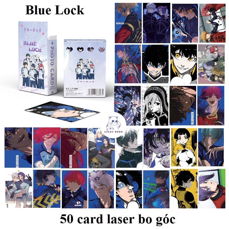 [hàng sẵn] Hộp thẻ card laser 50 tấm Blue Lock | Photo card lomo lomocard bo góc Isagi Nagi Bachira 