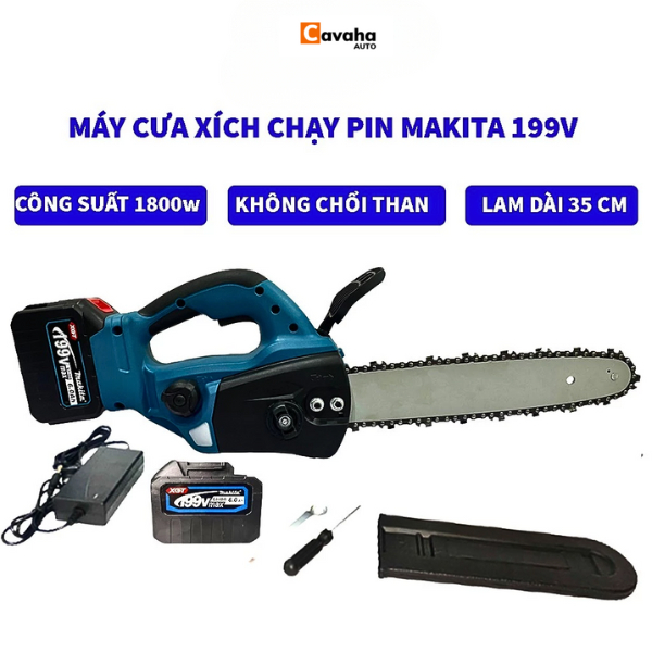 Máy Cưa Xích Chạy Pin MAKITA 199V KHÔNG CHỔI THAN