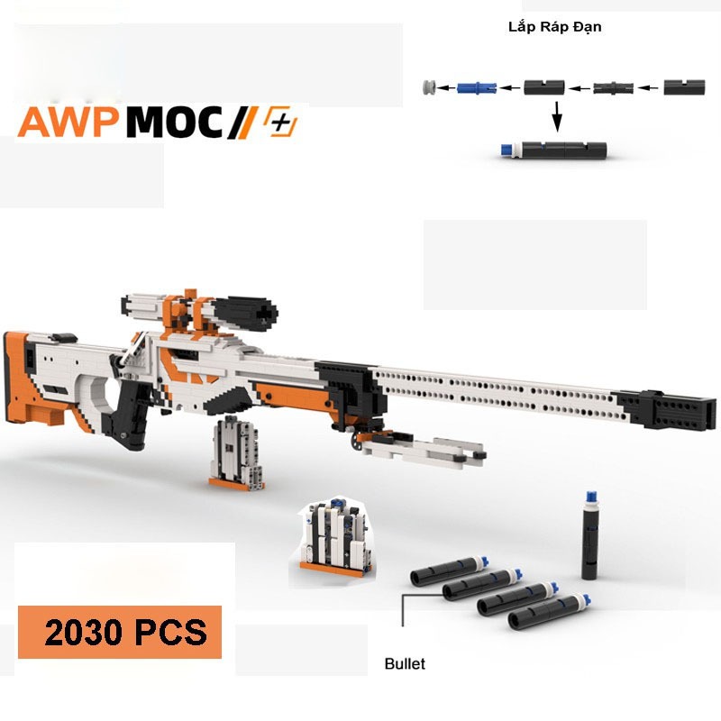 Đồ Chơi Lắp Ráp Mô Hình Súng Sniper Awp-Awm Csgo Khối Xây Dựng 2000+ Mảnh Ghép Trang Trí Độc Đáo