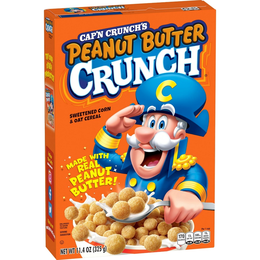 [HÀNG MỸ] Ngũ Cốc Ăn Sáng Cap'n Crunch Peanut Butter Crunch Vị Bơ Đậu Phộng - Hộp 323g
