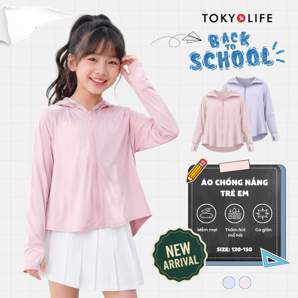 [HÀNG MỚI VỀ] Áo chống nắng cho bé gái TOKYOLIFE SunStop Ice chống 98% tia UV làm mát co giãn thoải 