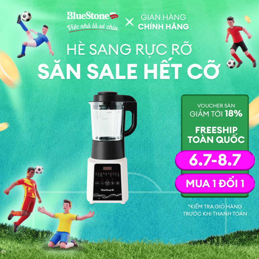 Máy Làm Sữa Hạt BlueStone BLB-6028 1.75L- 1000W Xay,900W Nấu | 11 Chế Độ | Smart Cook | Giảm Ồn | Tự
