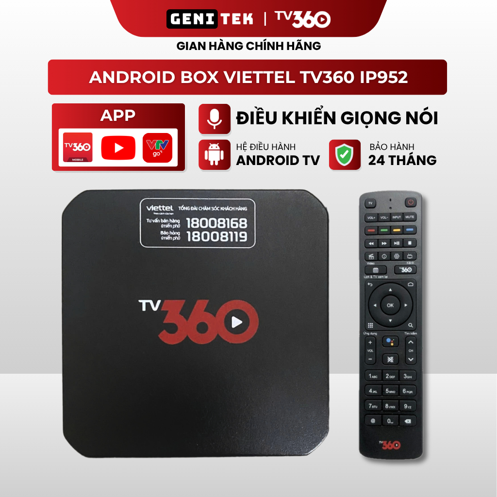 Đầu Android TV Box Tv360 Viettel IP952 Xem truyền hình, Youtube, Bóng đá, Chính hãng Viettel