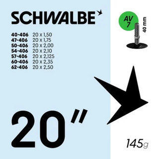 Ruột / Săm Xe Đạp SCHWALBE 20” AV7 (40mm) Van Mỹ