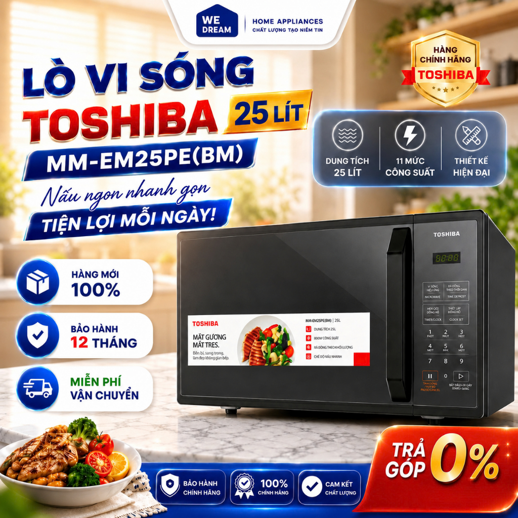 Lò Vi Sóng Toshiba MM-EM25PE(BM) 25L - Hàng Chính Hãng