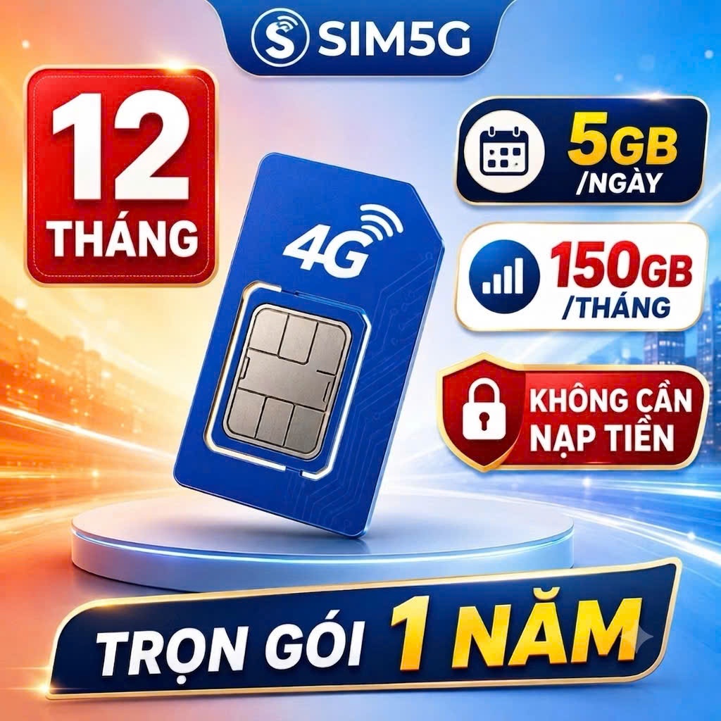 SIM MOBIFONE DATA KHỦNG - GÓI DATA 12MDT50 5GB/NGÀY - DUY TRÌ 1 NĂM - FHCM - MDT150 Mobifone Local A