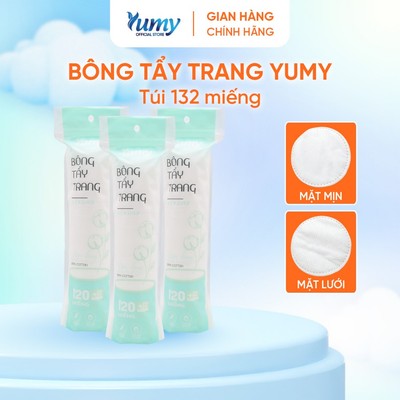 Bông tẩy trang YUMY 132 miếng bông cotton tự nhiên 3 lớp thấm hút tốt không xơ làm sạch da(TT19_142)