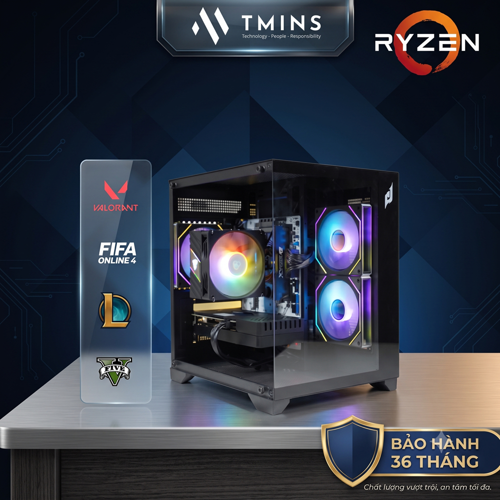 Bộ PC Gaming RTX 5060, 7800X 3D - Hàng chính hãng