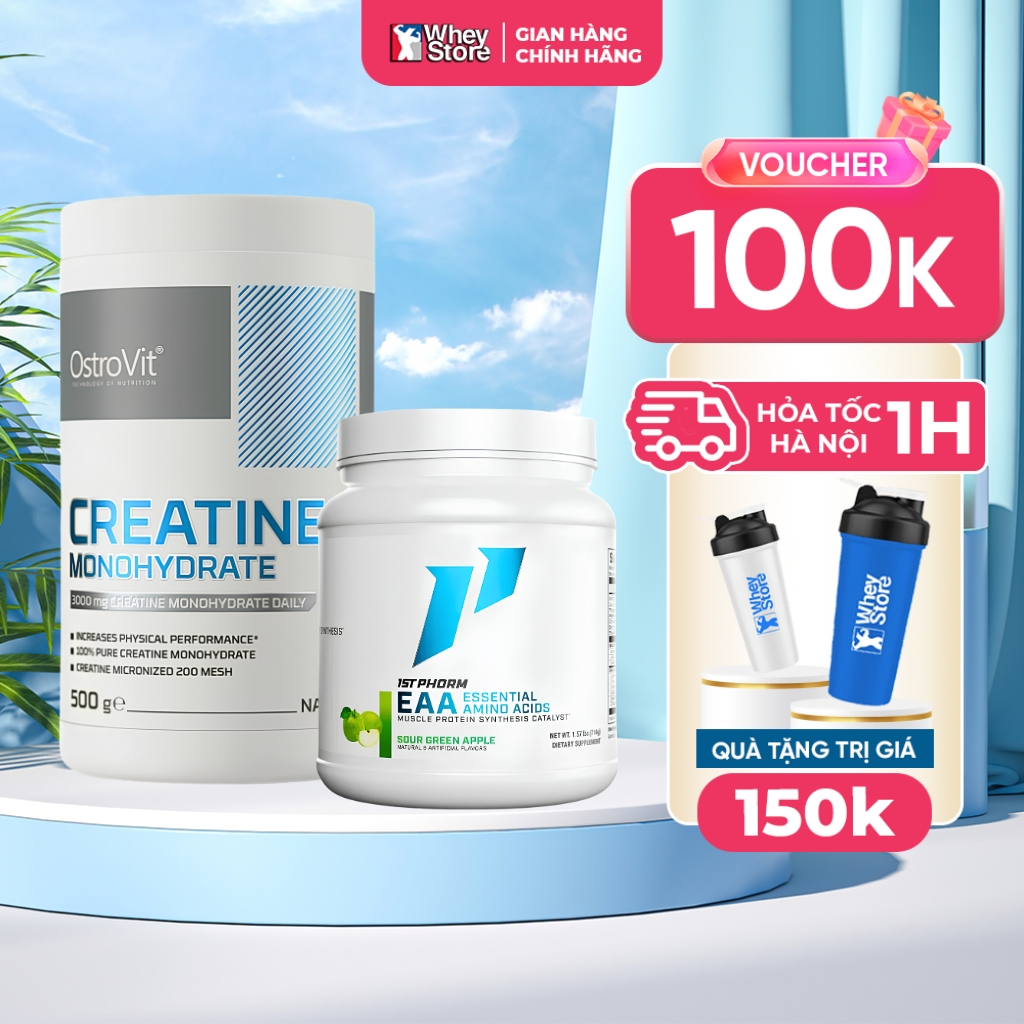 Combo Phục Hồi & Tăng Hiệu Suất 1ST Phorm EAA 60 Servings + OstroVit Creatine Monohydrate 500g Natur
