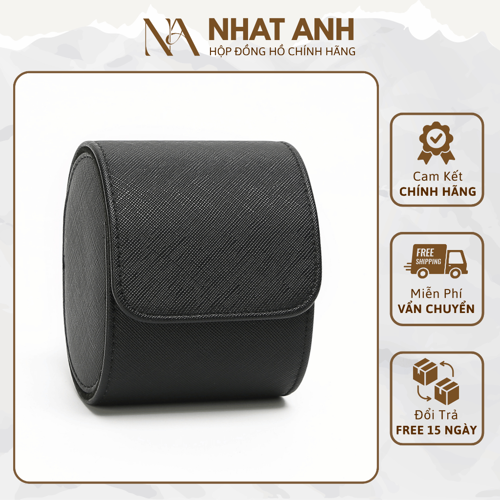 Hộp Đồng Hồ Nhật Anh Box Da PU Vân Chéo 1 Ngăn Màu Đen Cao Cấp Bảo Hành 6 Tháng