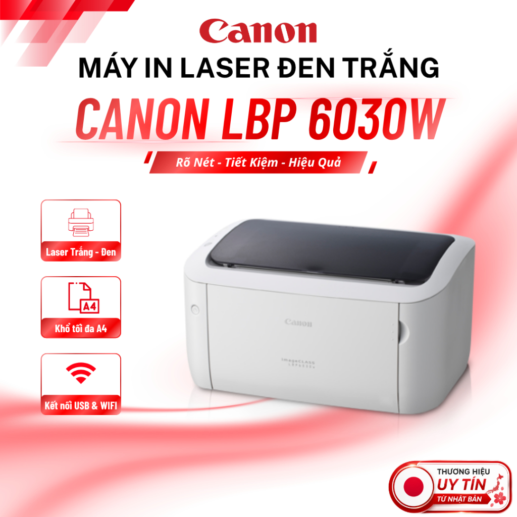 Máy in Laser trắng đen Canon LBP6030W - In qua WiFi - Hàng Chính Hãng
