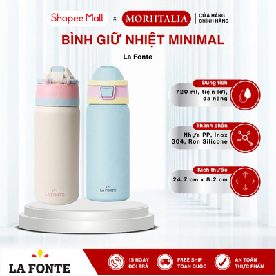 Bình Giữ Nhiệt La Fonte Minimal 720ml 005500-BEI/BLU - Inox 304, Nắp Kín Silicone, Giữ Nóng Lạnh