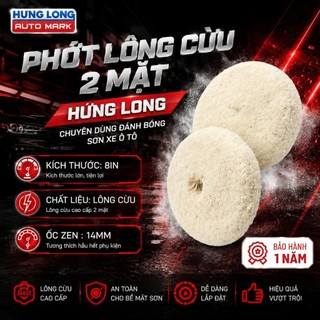 Phớt Lông Cừu 2 Mặt Hưng Long 8In Chuyên Dùng Đánh Bóng Sơn Xe Ô Tô Ren Ốc 14Mm Bền Bỉ Hiệu Quả