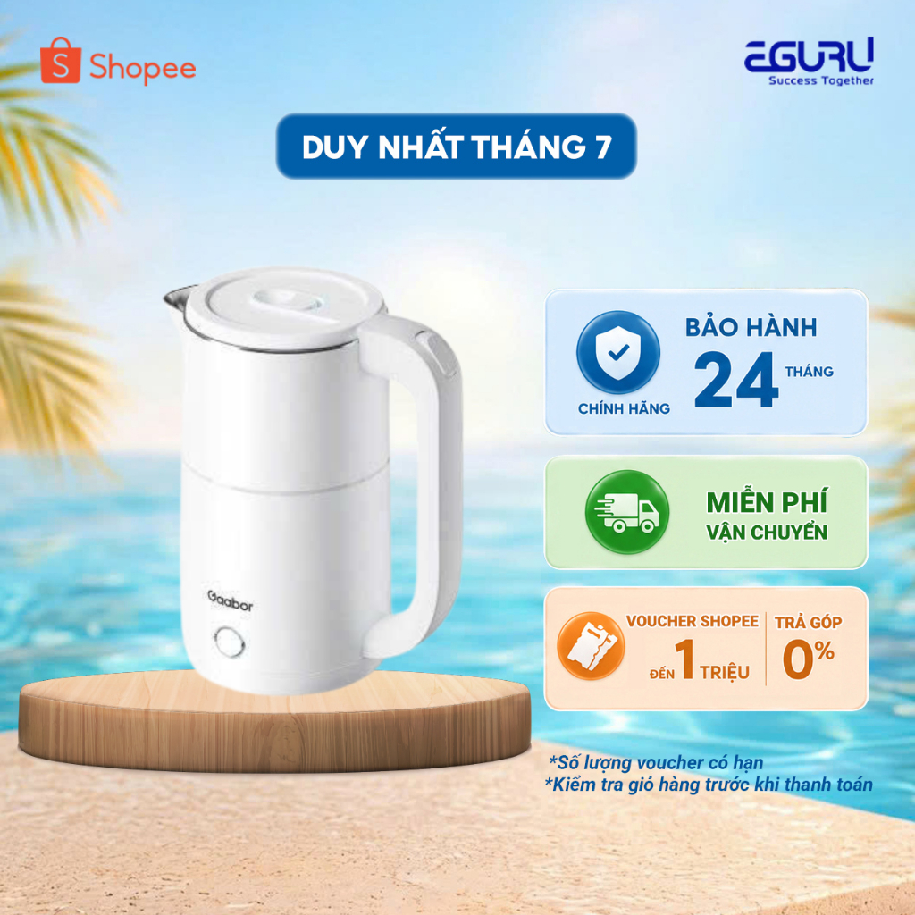 Bình (Ấm) Đun Siêu Tốc 2 Lít GAABOR EK20M-WH02A - Hàng Chính Hãng - Bảo Hành 12 Tháng