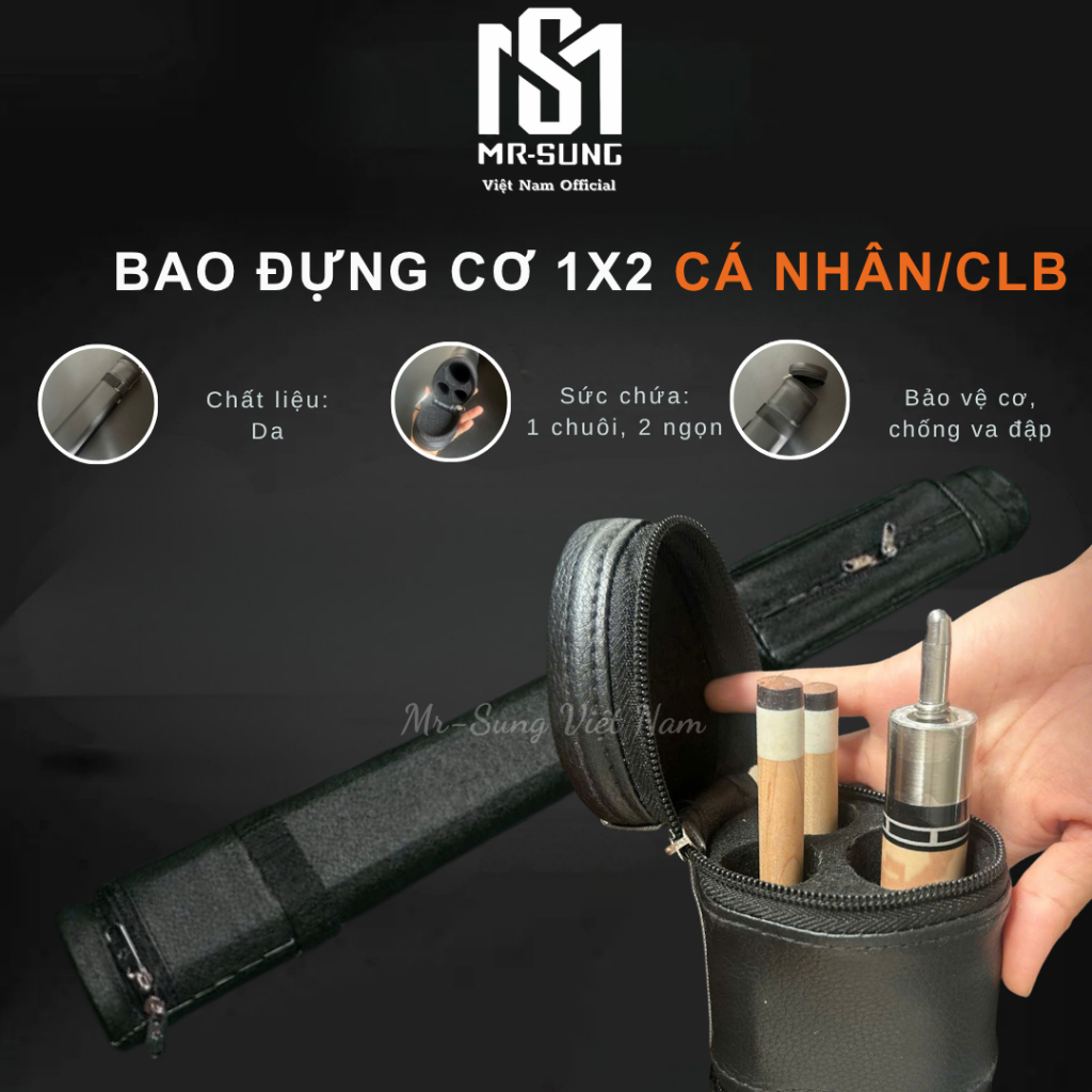 Bao Da Cao Cấp 1x2 Đựng Cơ Bida Chuyên Nghiệp (1Chuôi - 2Ngọn)- MR.SUNG VIỆT NAM