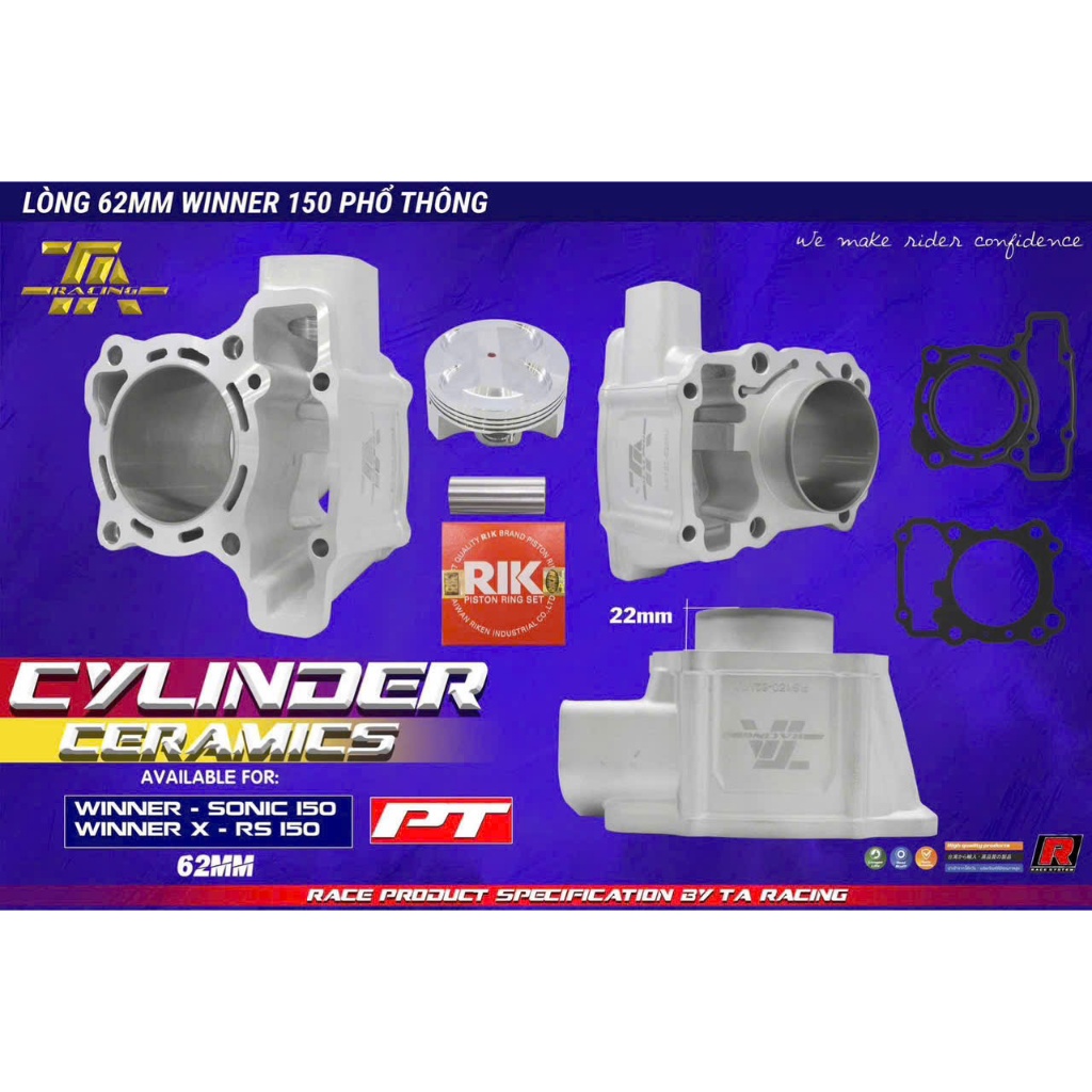 Lòng TA RACING size 62 65mm Chân 22 dành cho WINNER , SONIC, CB150r , CBR150 (2016 trở đi)