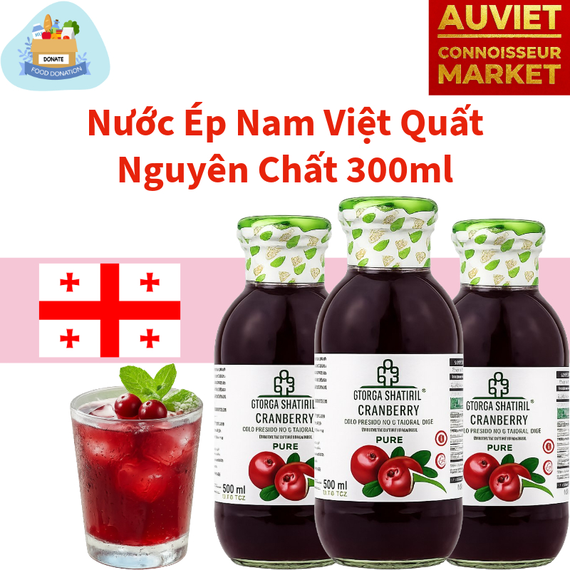 Nước ép nam việt quất hữu cơ nguyên chất 300ml pure cranberry juice Georgia chống oxy hoá Non-GMO