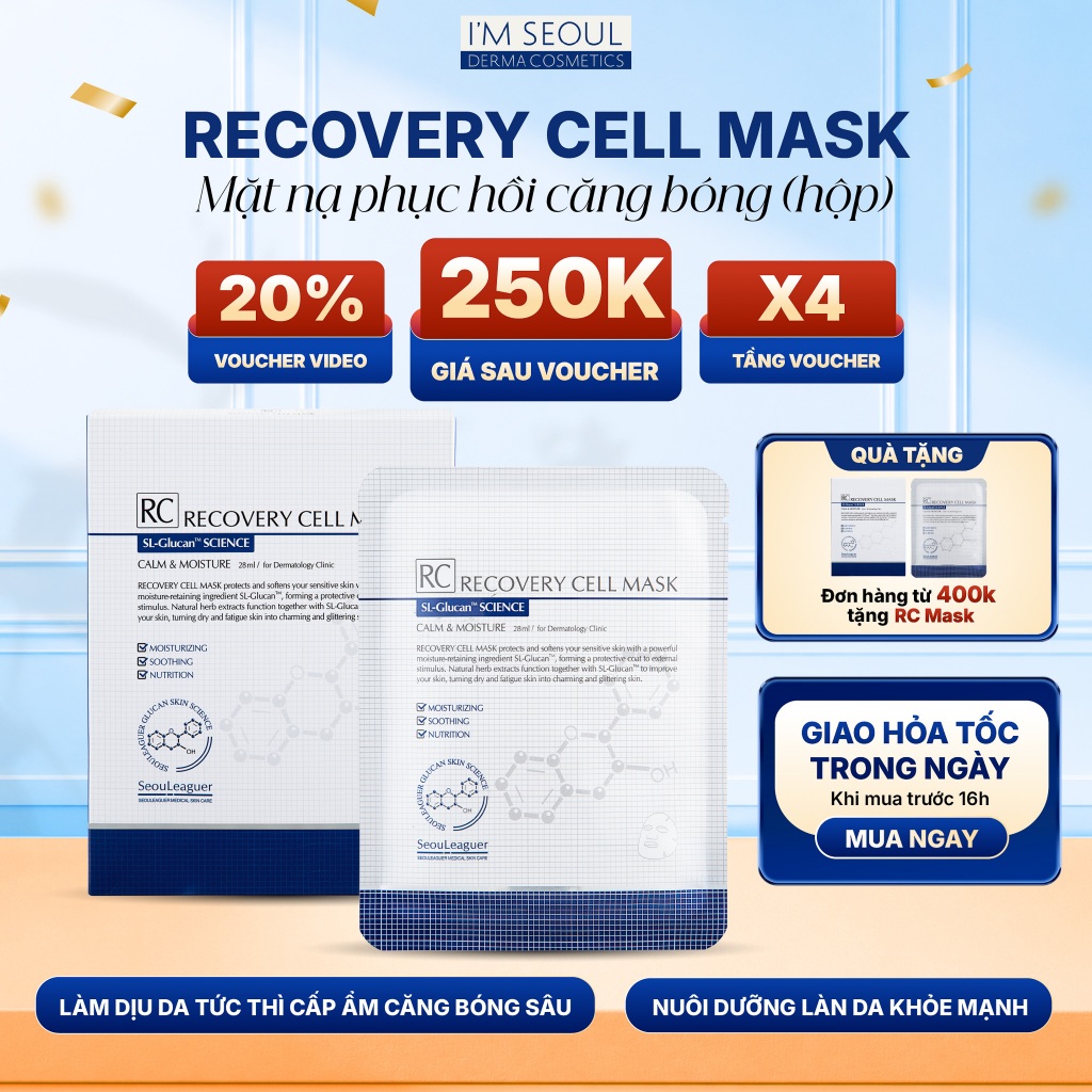 [GIẢM 50%] Combo Mặt nạ Phục Hồi I'm Seoul Recovery Cell Tái Tạo Da Mỏng Yếu Cấp Ẩm Dịu Da Tức Thì