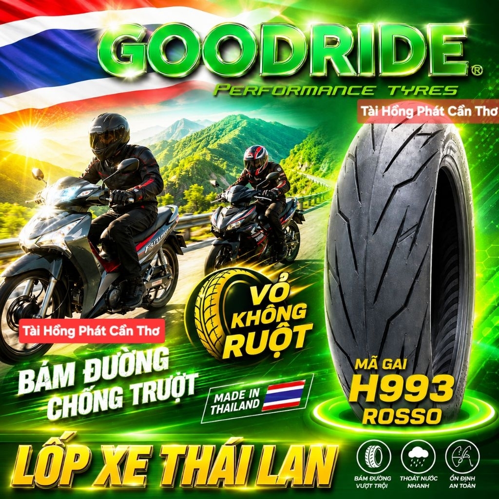 [Xe số, Côn] Vỏ Goodride Gai H993 Thái Lan GẮN Ex, Winner, Future, Wave, Raider, Sonic,. KHÔNG RUỘT