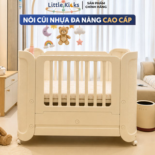 (Tặng Đệm) Nôi Cũi, Giường Little Kicks Cho Bé, Giường Ngủ Đa Năng Nhựa Cao Cấp An Toàn Cho Bé Sơ Sinh