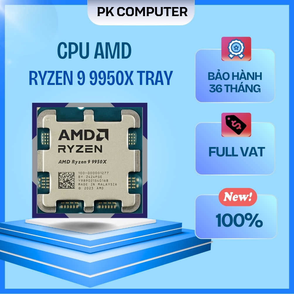 Bộ vi xử lý AMD Ryzen 9 9950X / 4.3GHz Boost 5.7GHz / 16 nhân 32 luồng / 80MB / AM5 ( Tray ) ( Full 