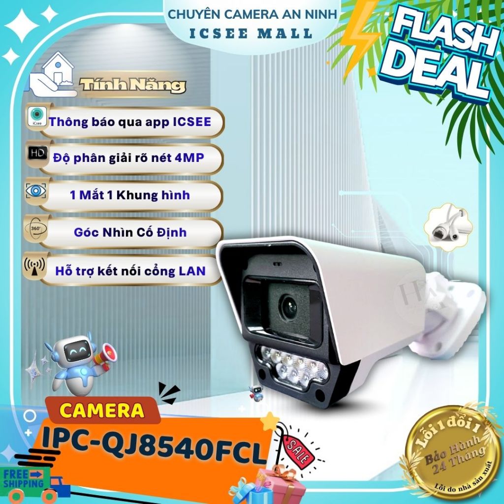 IP CAMERA 2K 4MP BULLET - IP-QJ8540FCL /  IP-BQ8540FCL - Đèn led xem đêm có màu - Đàm Thoại 2 chiều 