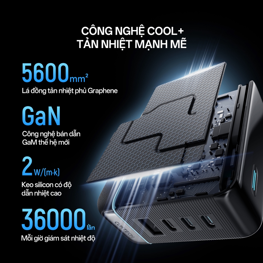 Củ Sạc GaN CUKTECH 10 ULTRA 3C1A | Công Suất 120W | Hỗ Trợ Sạc Nhanh | Bảo Hành 18 Tháng AD1204U | BigBuy360 - bigbuy360.vn