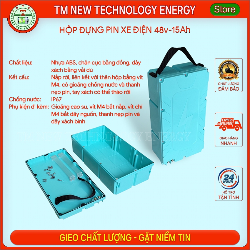Vỏ nhựa, hộp nhựa đựng pin xe điện chống nước 48v 15Ah, vừa 16 cell 33140 32140, 88 cell 21700, 120 
