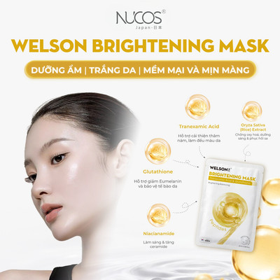 [ GIFT ] Mặt Nạ Hỗ Trợ Sáng Da WELSON Brightening Mask 9 Peptides - Tranexamic Acid & Glutathione  1 miếng x 25ml