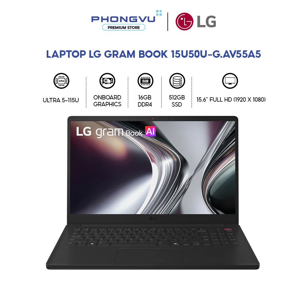 Laptop LG Gram Book 15U50U-G.AV55A5 - Ultra 5-115U - RAM 16GB - 512GB SSD - Win 11 - Bảo hành 12 thá