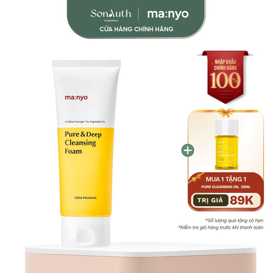 [NHẬP KHẨU] Sữa rửa mặt sạch bã nhờn, thu nhỏ lỗ chân lông Ma:nyo Pure & Deep Cleansing Foam 160ml