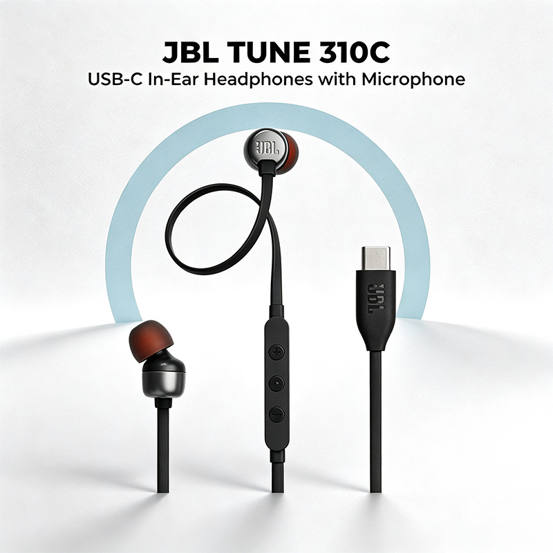 Tai nghe có dây JBL Tune 310C cổng Type-C có mic gọi bass mạnh chất âm Hi-Res