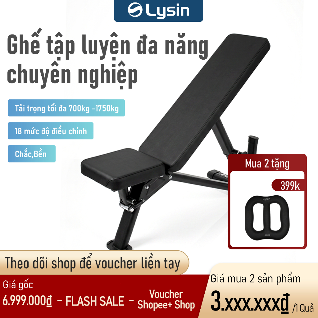Lysin - Ghế Tập Gym Đa Năng LYSIN 18 Mức Điều Chỉnh - Ghế Tập Tạ Gập Bụng Tại Nhà