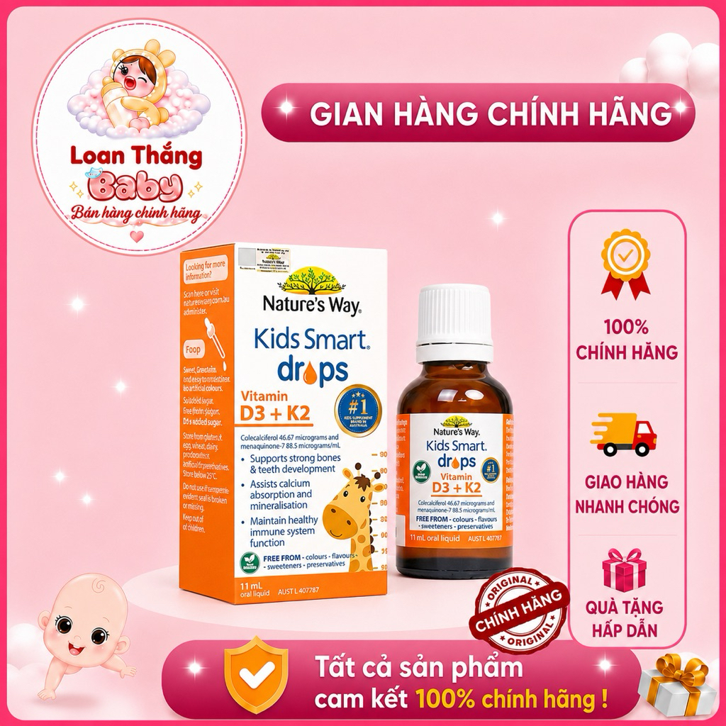 Vitamin D3k2 Organic Nature's Way, D3K2 Cho Trẻ Sơ Sinh Hoa Hướng Dương Organic Hộp 11ml