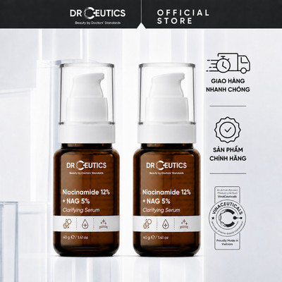 DRCEUTICS Combo 2 Serum Phiên Bản Nâng Cấp Niacinamide 12% – Dưỡng Da Sáng Khỏe, Kiểm Soát Dầu Thừa 40g