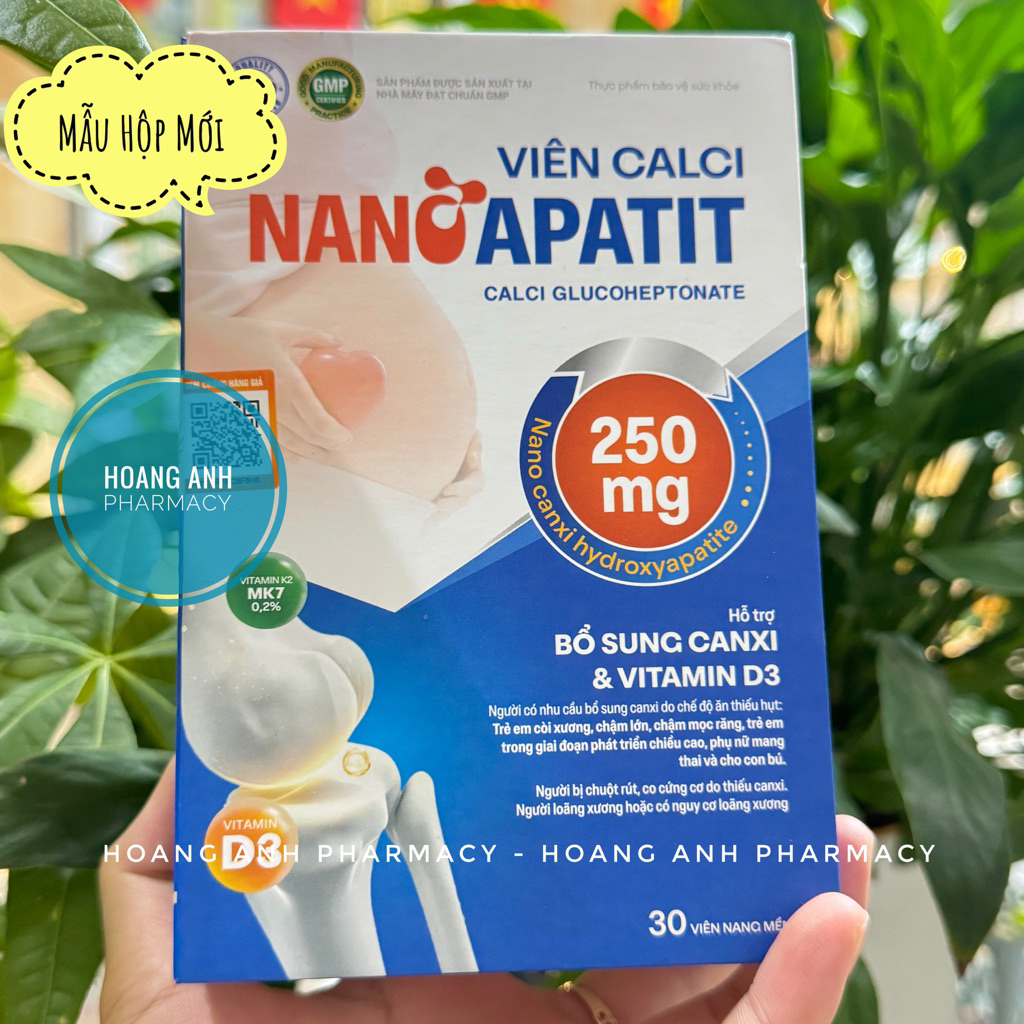 Viên Uống Nano Canxi Apatit [ Hạn 2029 ]– Giúp Xương Chắc Khỏe – Hỗ Trợ Phòng Ngừa Loãng Xương